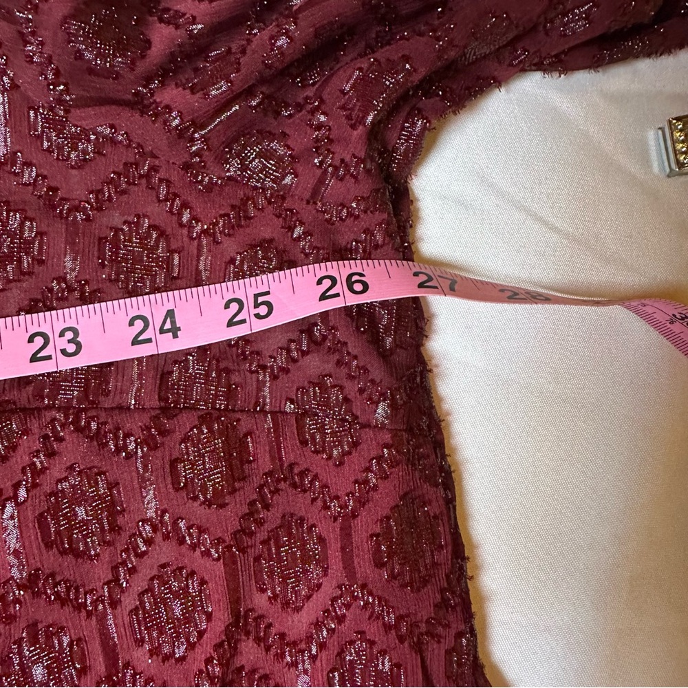 Liz Claiborne 2 Piece Geometric Lace Blouse Set Burgundy Women's 2X Plus Size - Picture 10 of 16